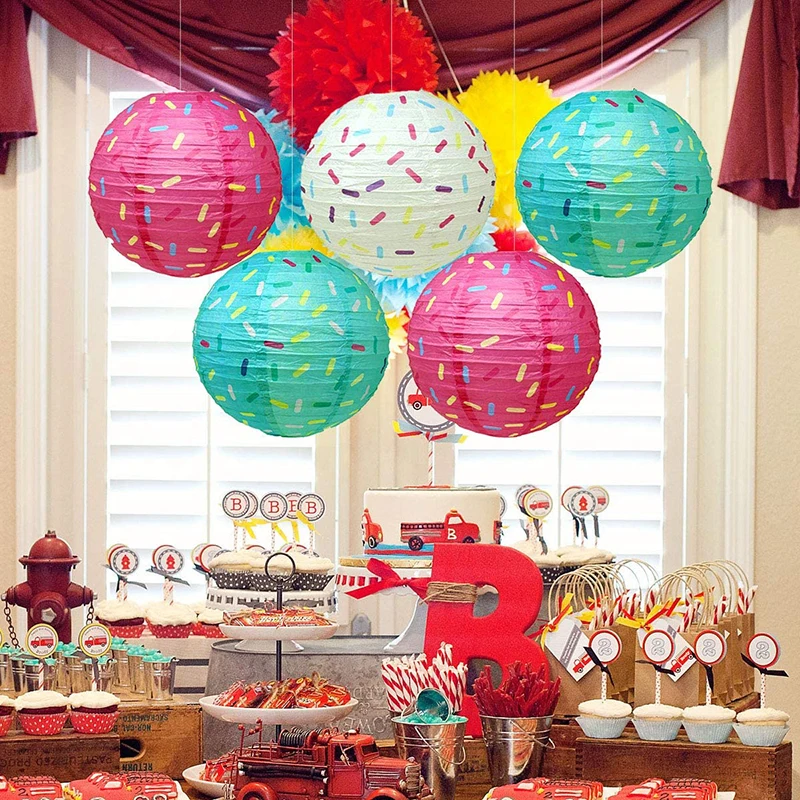 

12inch/30cm Paper Ice Cream Dount Lanterns Donut Party Hanging Decorations for Baby Shower Birthday Wedding Festive Holiday