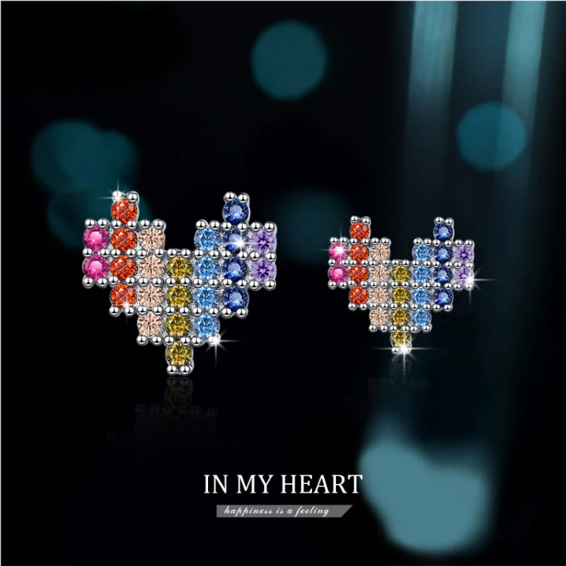 2022 New Rainbow Women's Stud Earrings Colored Diamond Asymmetric Love Temperament Earrings Simple Earrings Gift Cute Earrings
2022 New Rainbow Women's Stud Earrings Colored Diamond Asymmetric Love Temperament Earrings Simple Earrings Gift Cute Earrings