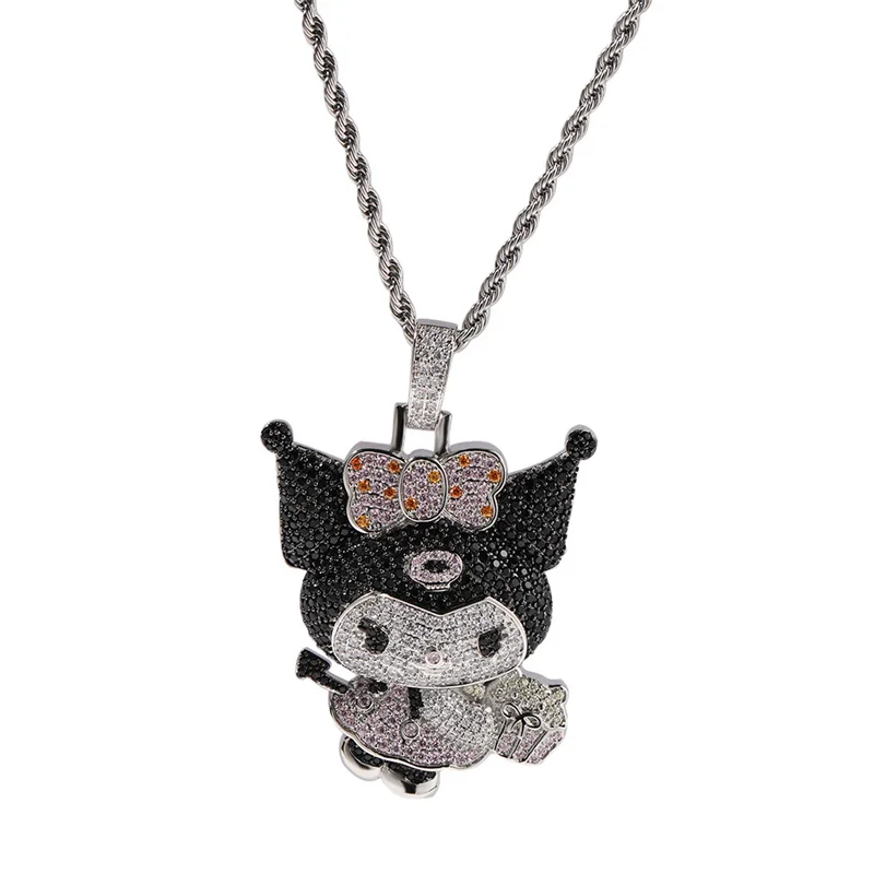 Hip Hop Bling Anime Little Devil Kuro Pendant Necklace With Iced Out Crystal Tennis Chain Fashion Women Girl Kpop Necklaces
Hip Hop Bling Anime Little Devil Kuro Pendant Necklace With Iced Out Crystal Tennis Chain Fashion Women Girl Kpop Necklaces