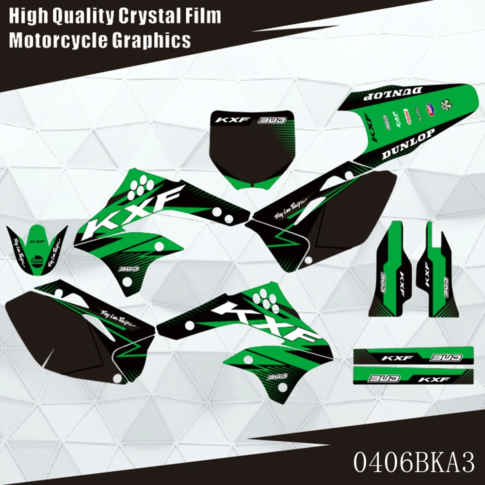 

For Kawasaki KX450F KXF450 KXF 450 KX 450F 2006 2007 2008 Full Graphics Decals Stickers Motorcycle Background Custom Number Name
