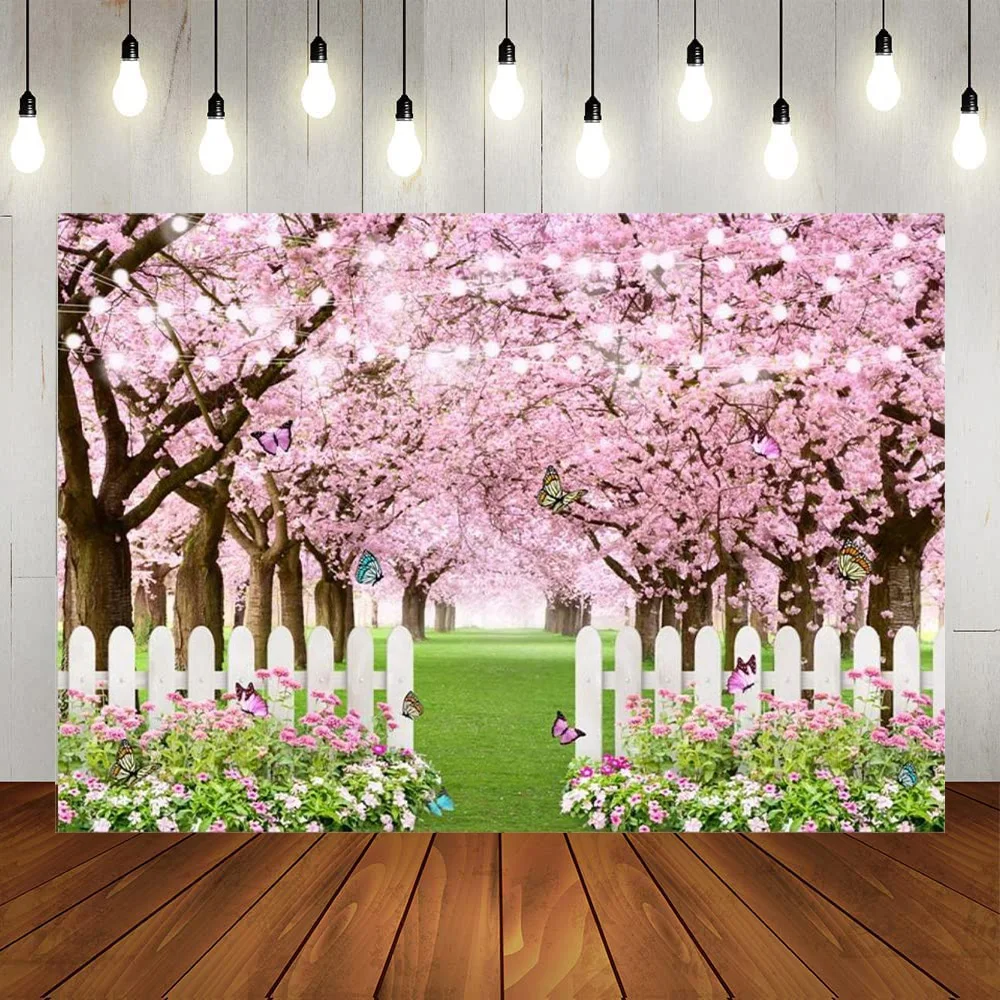 Spring Garden Pink Cherry Blossom Green Grass Butterfly Flower Glitter Lights Background Birthday Party Decorations Photo Props
Spring Garden Pink Cherry Blossom Green Grass Butterfly Flower Glitter Lights Background Birthday Party Decorations Photo Props