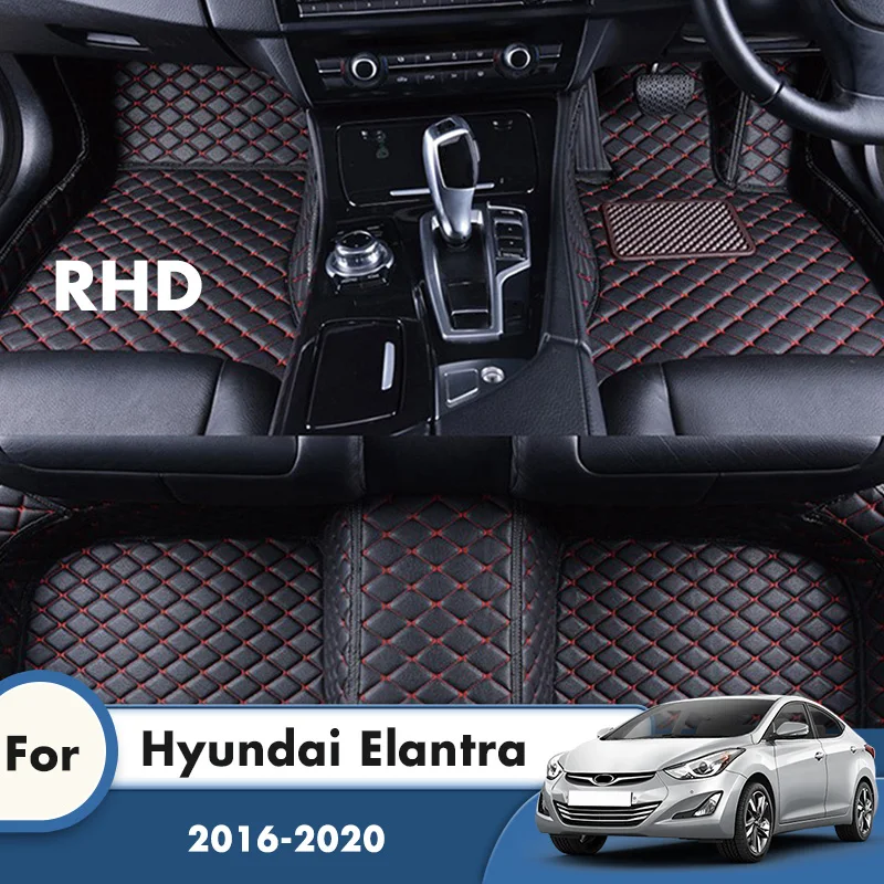 

RHD Custom Leather Car Floor Mats For Hyundai Elantra Avante AD 2020 2019 2018 2017 2016 Carpets Auto Interior Accessories Rugs