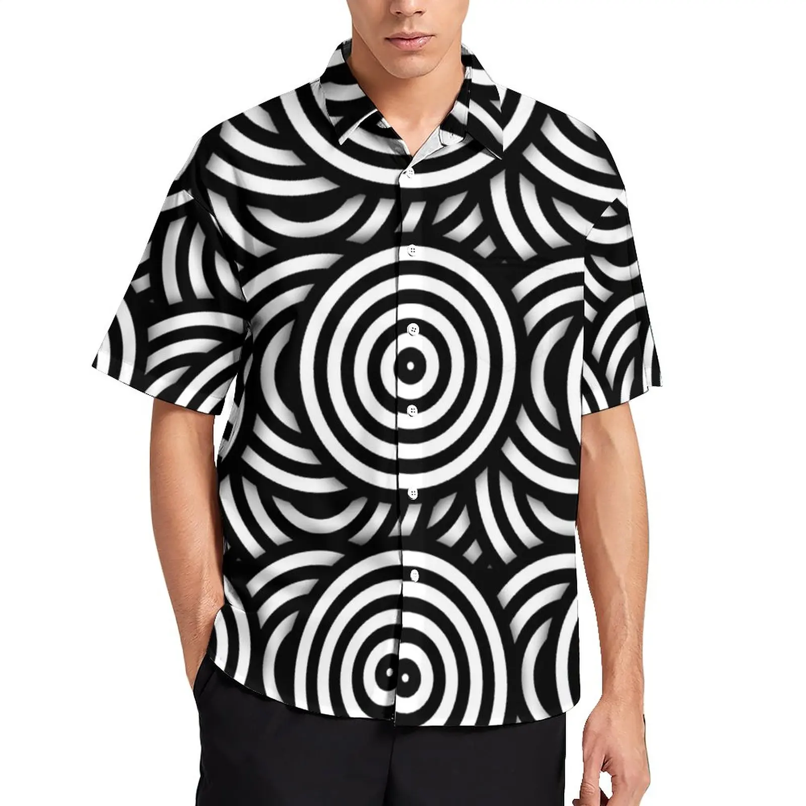 Retro Psychedelic Op Art Casual Shirt Black White Circles Beach Loose Shirt Hawaiian Stylish Blouses Graphic Oversized Clothing
Retro Psychedelic Op Art Casual Shirt Black White Circles Beach Loose Shirt Hawaiian Stylish Blouses Graphic Oversized Clothing