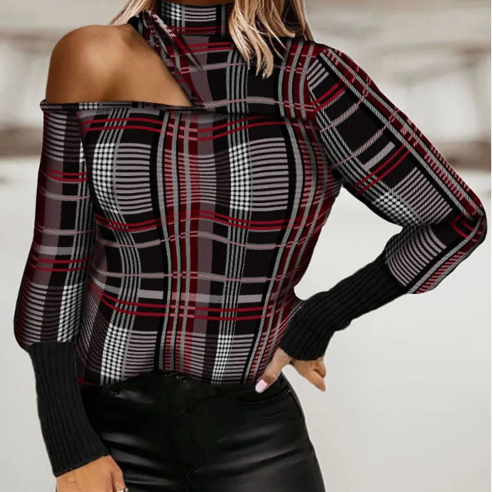 New Fashion Women's Tops O- Neck Geometric Print Leaky Shoulder Long-sleeve Shirt 2022 Spring Casual Women Threaded Cuff T-shirt
New Fashion Women's Tops O- Neck Geometric Print Leaky Shoulder Long-sleeve Shirt 2022 Spring Casual Women Threaded Cuff T-shirt