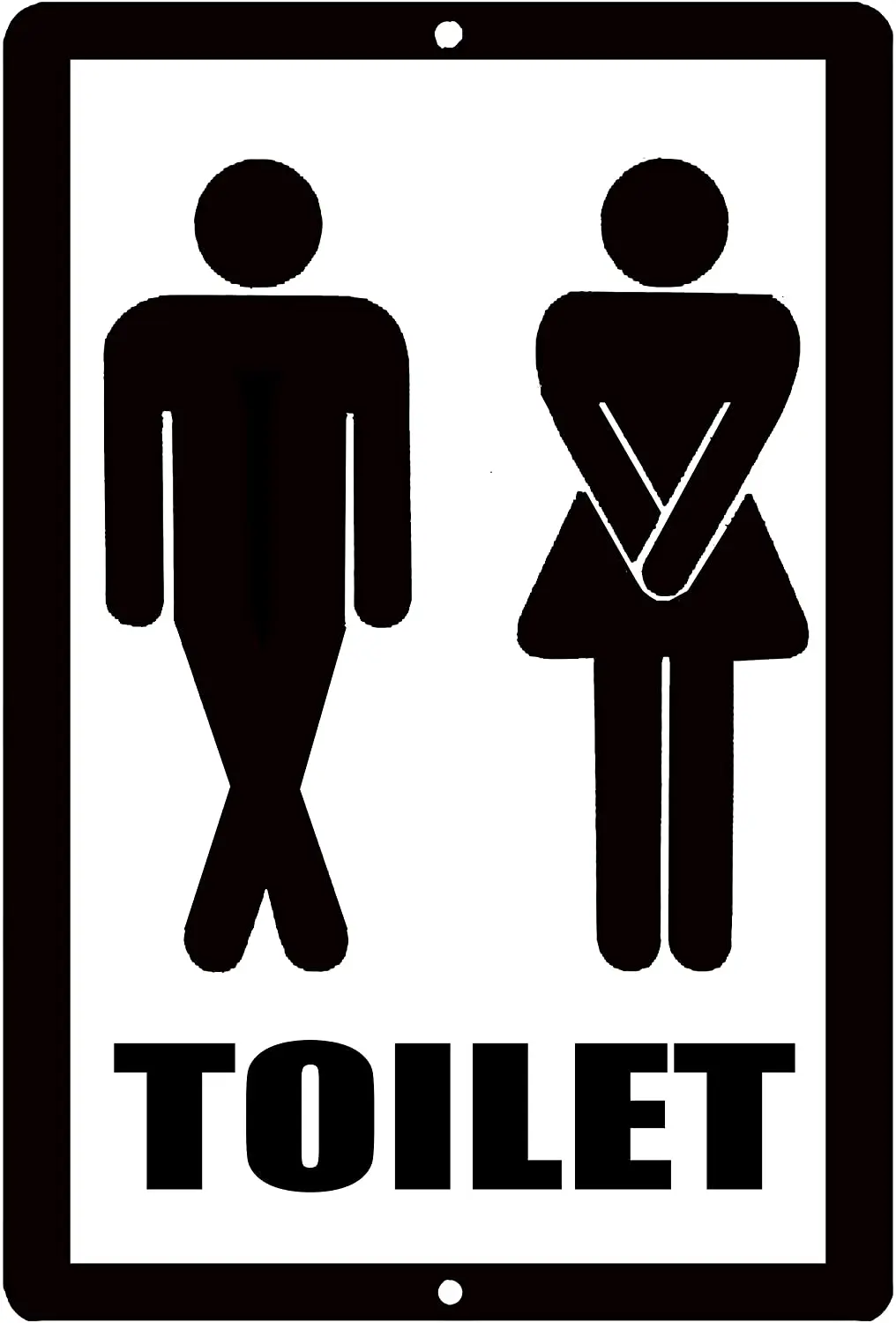 

Funny Bathroom Sign Metal Tin Sign Men Women Toilet Holding It