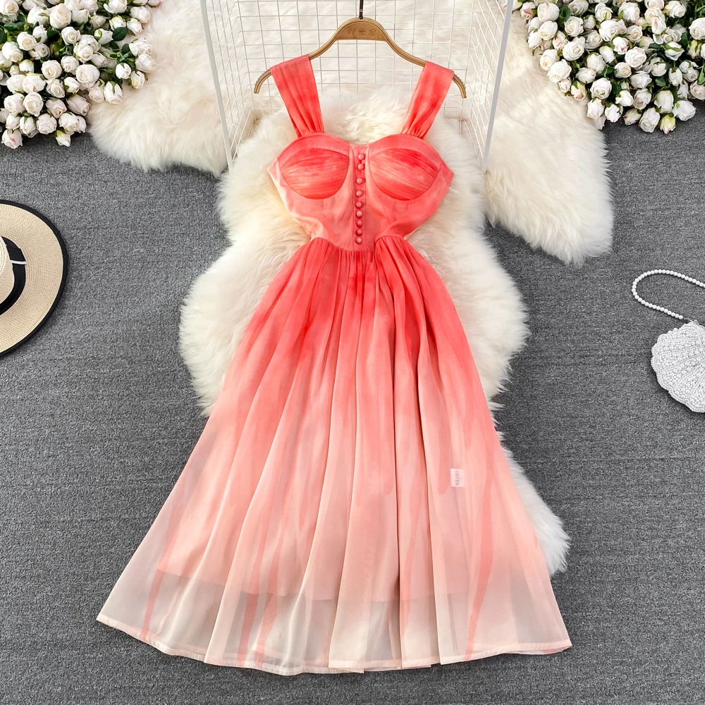 French Style Vintage Light Luxury Slip Dress Fashion Tie Dye Gradient Sleeveless Beach Dress Strapless Big Swing Party Gown 2022
French Style Vintage Light Luxury Slip Dress Fashion Tie Dye Gradient Sleeveless Beach Dress Strapless Big Swing Party Gown 2022