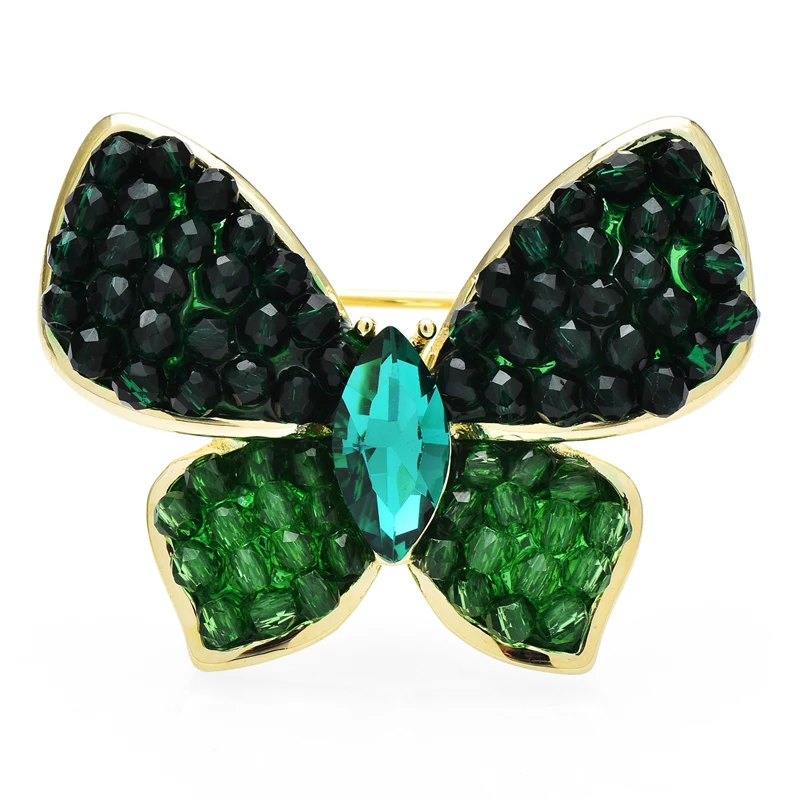 

Wuli&baby Green Crystal Butterfly Brooches For Women Unisex Shining Beauty Insects Party Office Brooch Pins Gifts