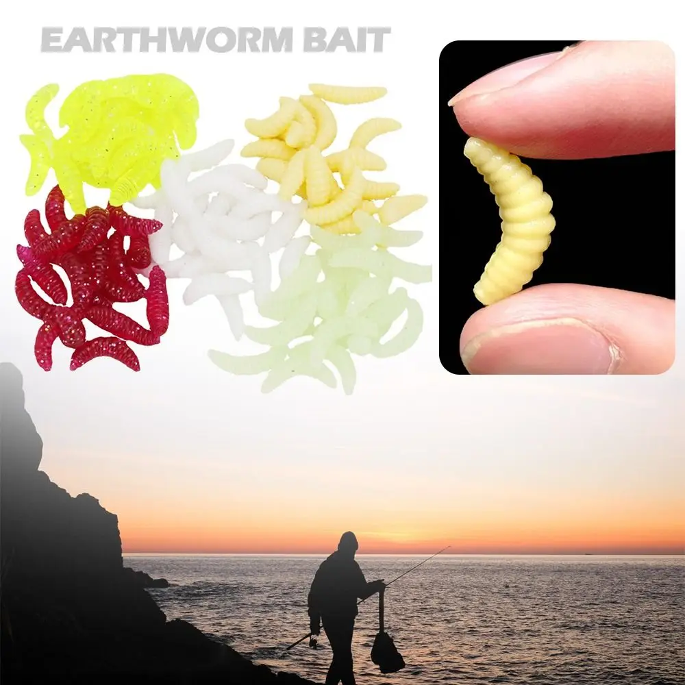 

100 Pcs/Bag 5 Colors Lifelike Soft Earthworm Fishing Bait Silicone Fishing Lure Worm Lures Shrimp Bass Carp Tackle Baits