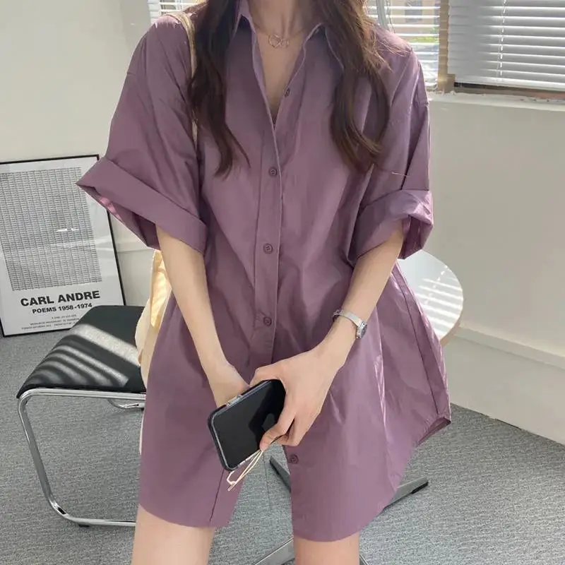 ZCSMLL Short sleeved shirt women's Retro top medium long summer Korean loose white shirt skirt fashion
ZCSMLL Short sleeved shirt women's Retro top medium long summer Korean loose white shirt skirt fashion