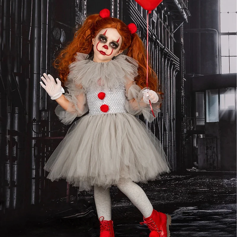 

Костюм на Хэллоуин для детей, платье-пачка Джокер пеннивайз для девочек, костюм клоуна из ужасов для косплевечерние, Карнавальные Платья, на...