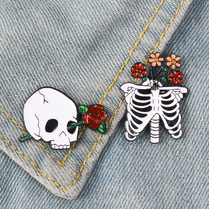 Dead Love Enamel Pin Skull Rib Cage Rose Brooch Lapel Pin Clothes Backpack Accessories Collar Punk Jewelry Gifts for Friends
Dead Love Enamel Pin Skull Rib Cage Rose Brooch Lapel Pin Clothes Backpack Accessories Collar Punk Jewelry Gifts for Friends
