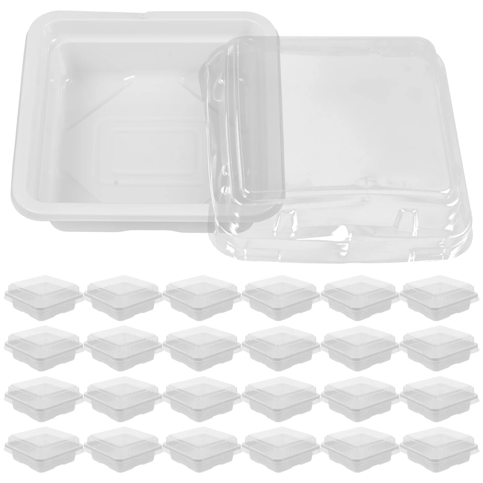 

50 Pcs Sandwich Box Square Cake Holder Containers Food Carrier Packing Portable Stand Birthday Clear Pastry