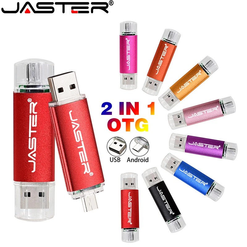 

JASTER High Speed Usb2.0 OTG USB Flash Drive 32GB Metal Pen Drive 64GB 128GB 256GB Pendrive Double Use Usb Stick Flash Disk