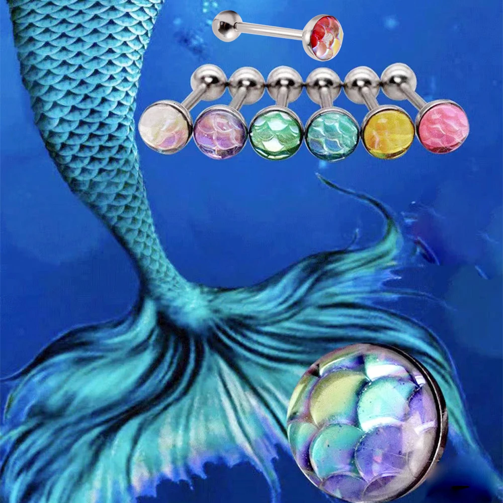 14/16G Surgical Steel Anti-Allergy Tongue Barbell Simple Symphony Mermaid Scales Tongue Barbell Rings Fashion Piercing Jewelry
14/16G Surgical Steel Anti-Allergy Tongue Barbell Simple Symphony Mermaid Scales Tongue Barbell Rings Fashion Piercing Jewelry