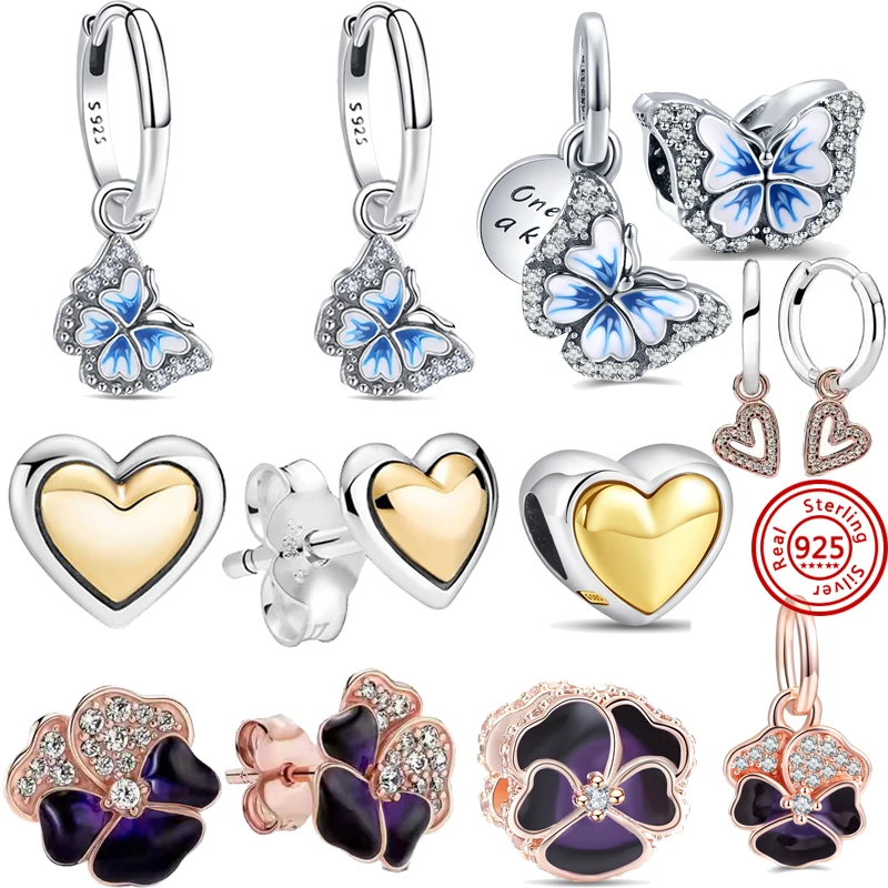 100% S925 Sterling Silver Butterfly Pansy Heart Drop Earrings Beads Charms Fit Original Pandora Bracelet Women Jewelry Gift DIY
100% S925 Sterling Silver Butterfly Pansy Heart Drop Earrings Beads Charms Fit Original Pandora Bracelet Women Jewelry Gift DIY