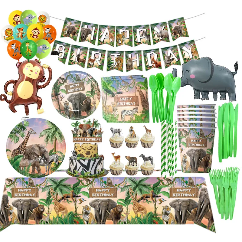 Jungle Animal Party Disposable Tableware Plates Jungle Safari Party Supplies 1.2.3st Birthday Party Decoration Kids Baby Shower
Jungle Animal Party Disposable Tableware Plates Jungle Safari Party Supplies 1.2.3st Birthday Party Decoration Kids Baby Shower
