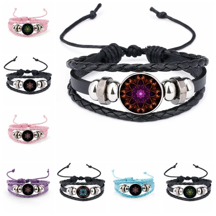 Gothic Fashion Mandala Collection 18mm Glass Cabochon Snap Leather Bracelet Magic Figure Bracelet Gift Jewelry for Men and Women
Gothic Fashion Mandala Collection 18mm Glass Cabochon Snap Leather Bracelet Magic Figure Bracelet Gift Jewelry for Men and Women