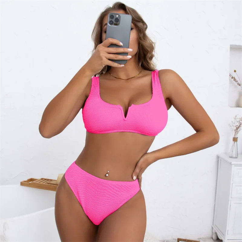 Cikini Women'S Sexy Fashion Bra 2022 New High Waist Split Bikini Solid Color Deep V Swimsuit
Cikini Women'S Sexy Fashion Bra 2022 New High Waist Split Bikini Solid Color Deep V Swimsuit