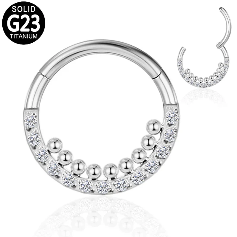 G23 Titanium Septum Clicker Nose Ring Zircon Hoop Hinged Segment Daith Helix Tragus Cartilage Earrings Lip Stud Piercing Jewelry
G23 Titanium Septum Clicker Nose Ring Zircon Hoop Hinged Segment Daith Helix Tragus Cartilage Earrings Lip Stud Piercing Jewelry