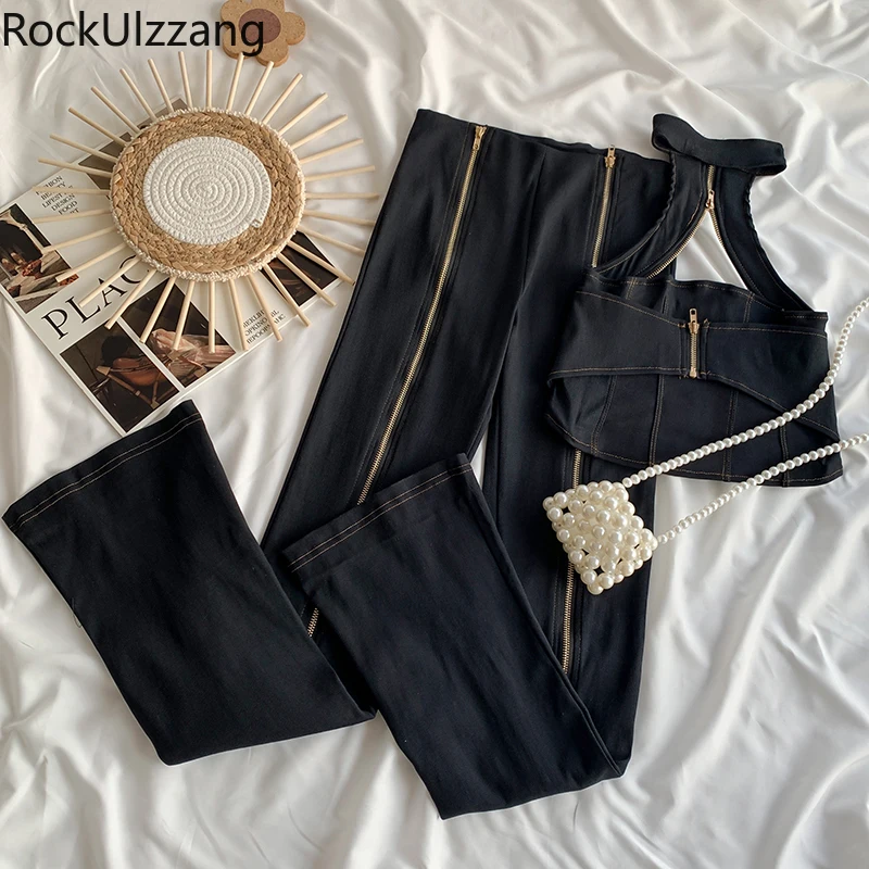 Two Piece Set Crop Top Flare Pant Jeans Denim Suit Zipper Up Hollow Bustier Cropped Halter Tank Vest Split Bell Bottom Sexy y2k
Two Piece Set Crop Top Flare Pant Jeans Denim Suit Zipper Up Hollow Bustier Cropped Halter Tank Vest Split Bell Bottom Sexy y2k