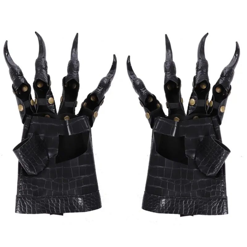 Unisex Gothic Punk Halloween Dragon Claw Gloves Metal Studded Long Finger Nail Faux Leather Mittens Cosplay Costume
Unisex Gothic Punk Halloween Dragon Claw Gloves Metal Studded Long Finger Nail Faux Leather Mittens Cosplay Costume