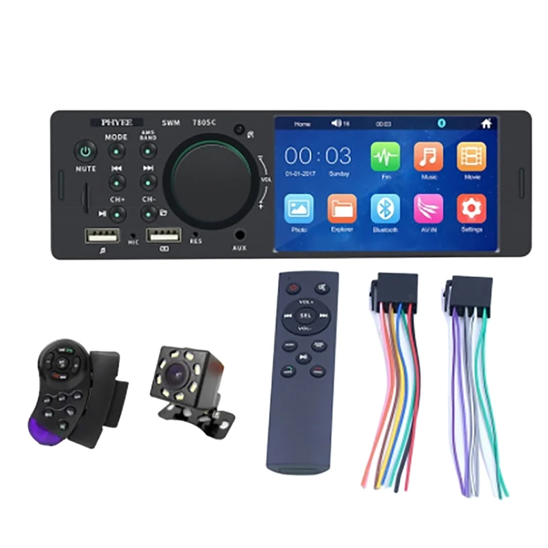 Автомагнитола 1 Din с сенсорным экраном 4,1 дюйма Bluetooth видео MP5 плеер TF USB быстрая зарядка ISO Удаленная стереосистема 7805C
Автомагнитола 1 Din с сенсорным экраном 4,1 дюйма Bluetooth видео MP5 плеер TF USB быстрая зарядка ISO Удаленная стереосистема 7805C