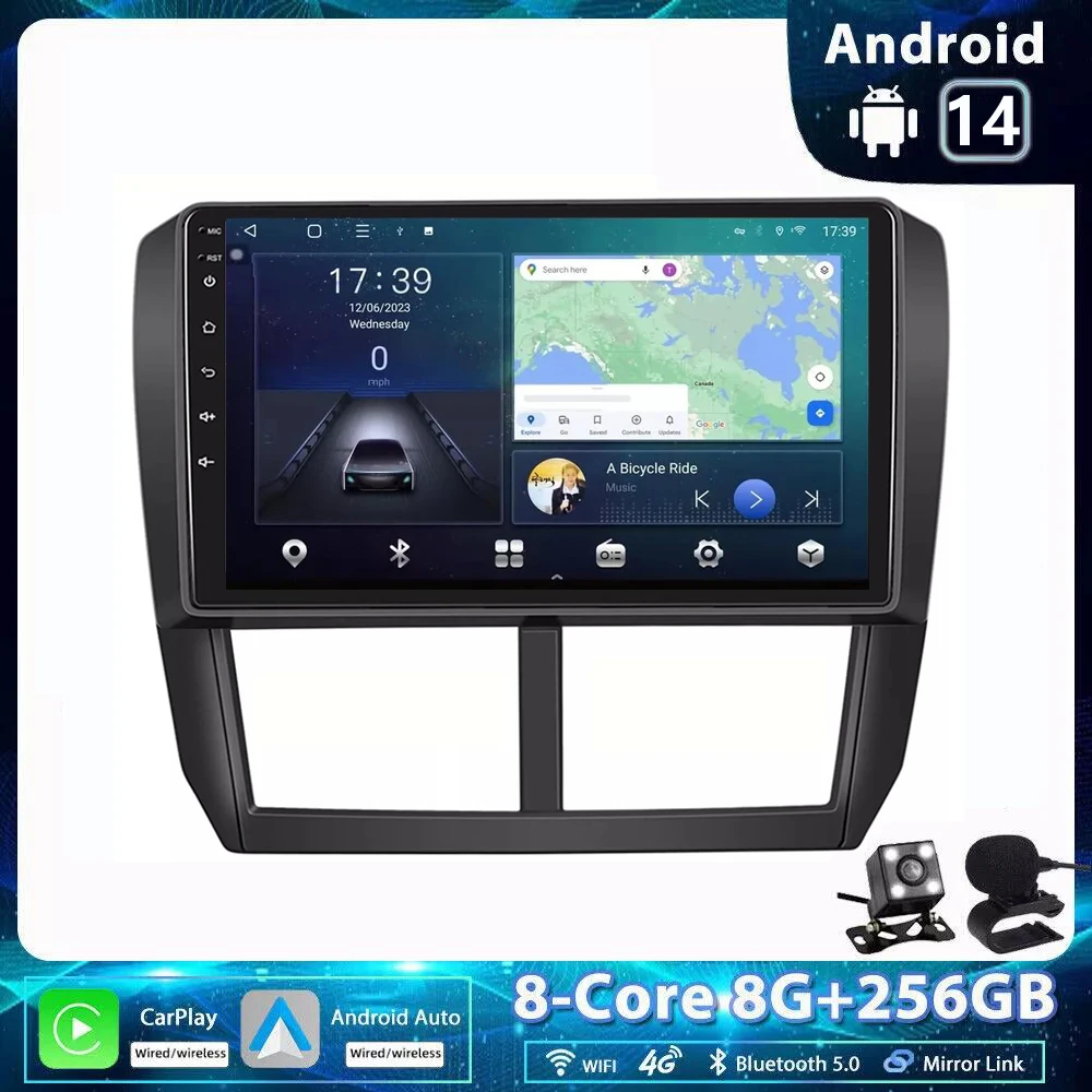 2 Din Android 14 Автомобильный радиоприемник для Subaru Forester 3 SH 2007-2013 Impreza GH GE