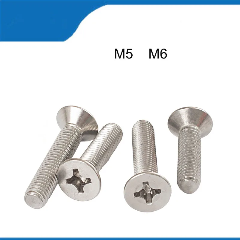 Hot Sell High Quality 50/100PCS M5 M6 304 Stainless steel Cross Phillips Flat Countersunk Head Screw Bolt
Hot Sell High Quality 50/100PCS M5 M6 304 Stainless steel Cross Phillips Flat Countersunk Head Screw Bolt