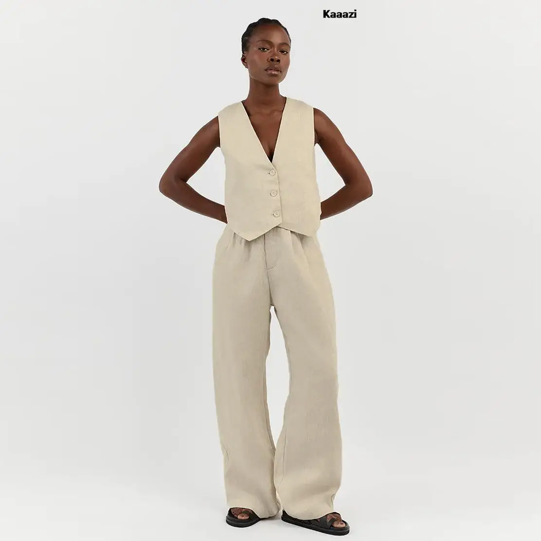Sleeveless Tank Top Waistcoat Matching High Waist Wide Pants Set Summer White Linen Two Piece Set For Women 2023 Fashion
Sleeveless Tank Top Waistcoat Matching High Waist Wide Pants Set Summer White Linen Two Piece Set For Women 2023 Fashion