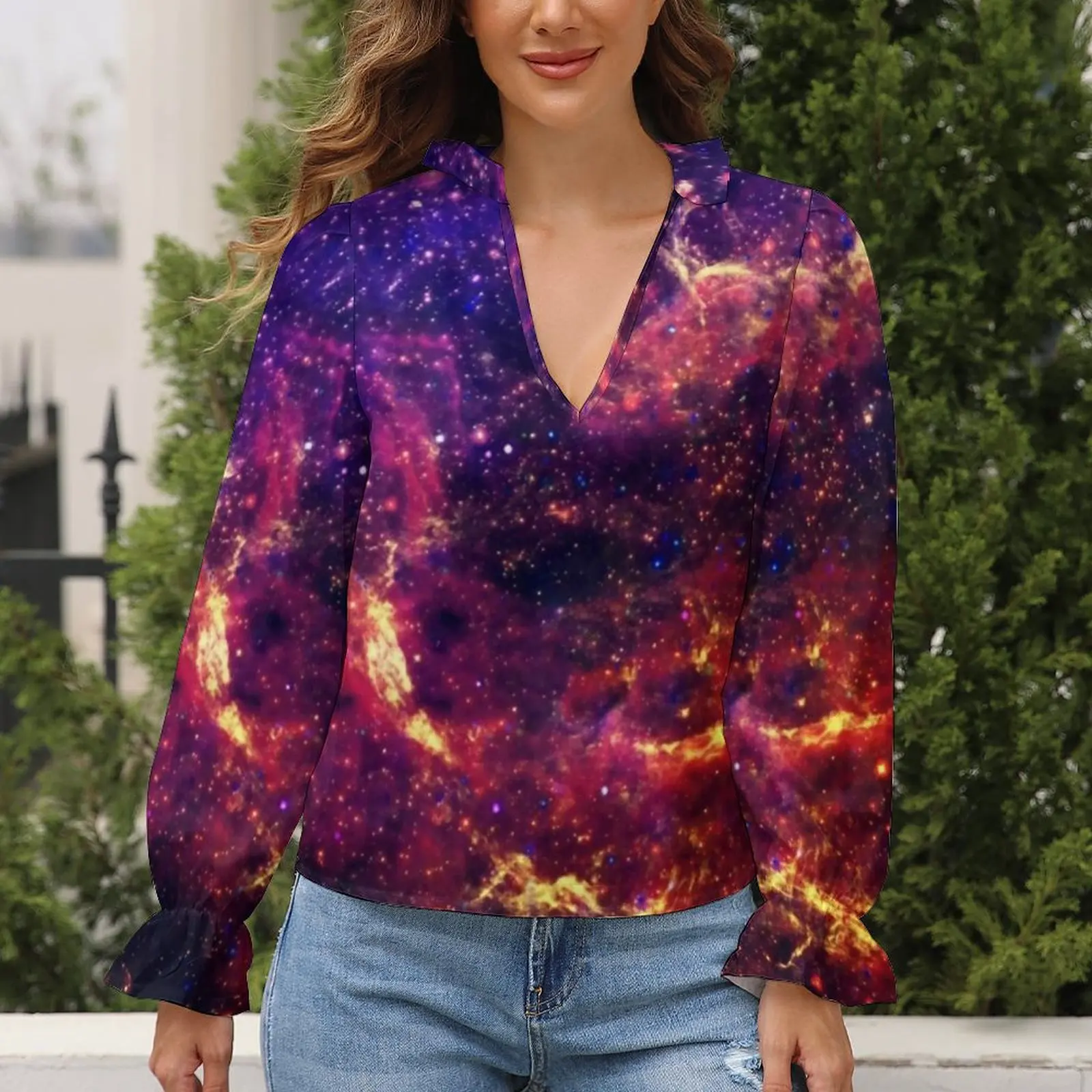 Galaxy Blouse Outer Space Trendy Ruffled Spring Cute Collar Shirt Girls Korean Style Shirts
Galaxy Blouse Outer Space Trendy Ruffled Spring Cute Collar Shirt Girls Korean Style Shirts