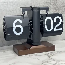 Creative Table Clock Mechanical Automatic Page Turning Clock Retro Decoration Living Room Bedroom Office Desktop Decoration