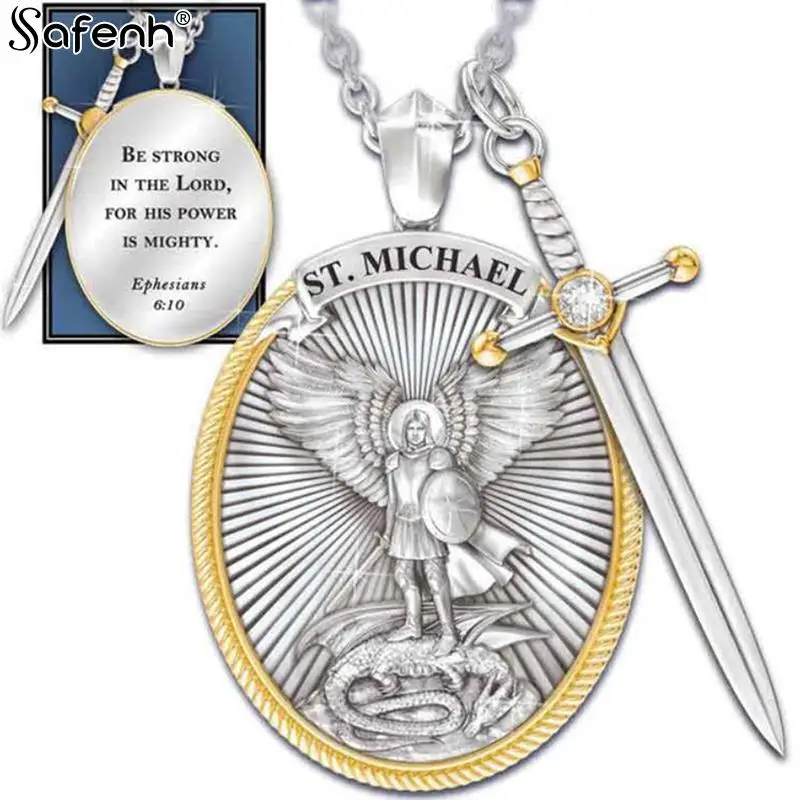 1PCS Catholic Patron Saint Pendant Michael St. Michael The Archangel Pendant Necklace Zinc Alloy Manufacturing Catholic Jewelry
1PCS Catholic Patron Saint Pendant Michael St. Michael The Archangel Pendant Necklace Zinc Alloy Manufacturing Catholic Jewelry