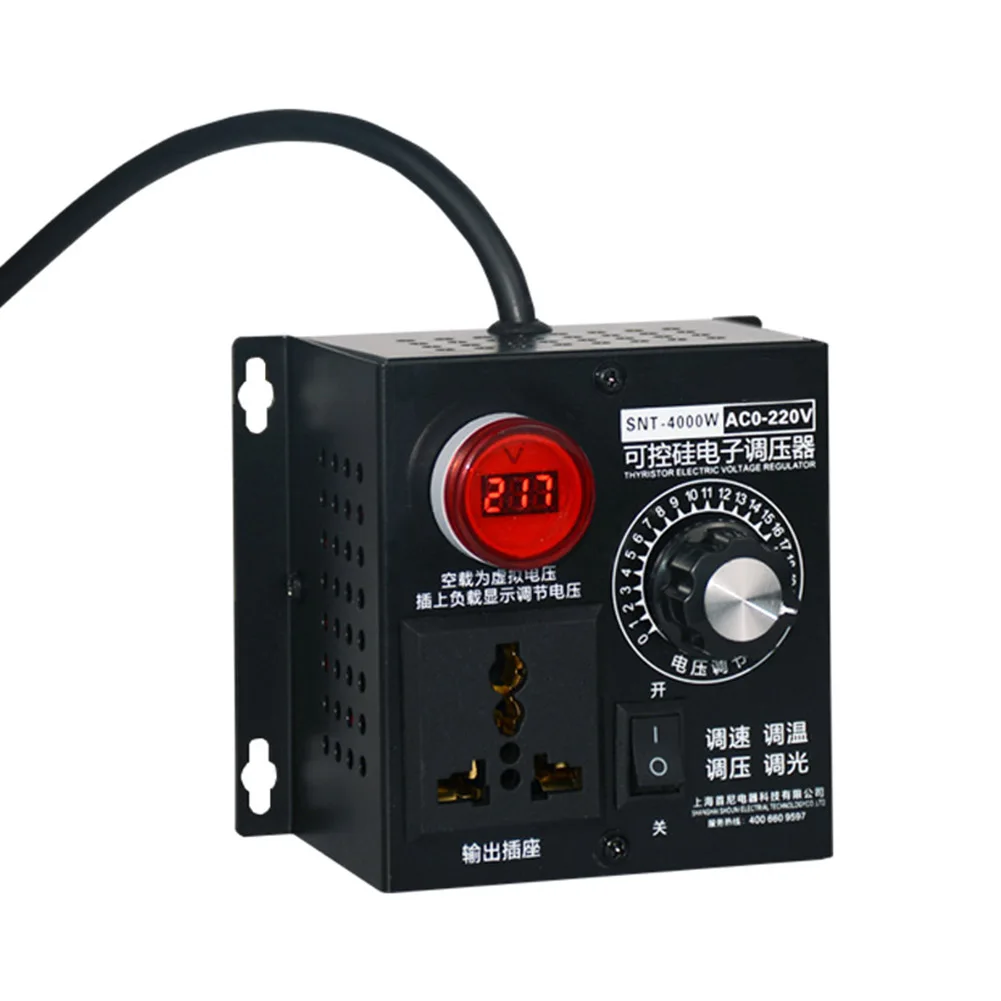 220V Upgraded Version 4000W Thyristor Electronic Voltage Regulator SCR Dimming Speed Regulation Temperature With Knob Switch
220V Upgraded Version 4000W Thyristor Electronic Voltage Regulator SCR Dimming Speed Regulation Temperature With Knob Switch