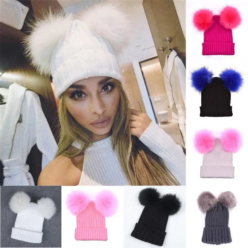 Fur Ball Cap 2 Pom Poms Winter Hats For Women Girl's Wool Knitted Hat Cotton Beanies Cap Thick Bonnet Femme Cap шапка женская
Fur Ball Cap 2 Pom Poms Winter Hats For Women Girl's Wool Knitted Hat Cotton Beanies Cap Thick Bonnet Femme Cap шапка женская