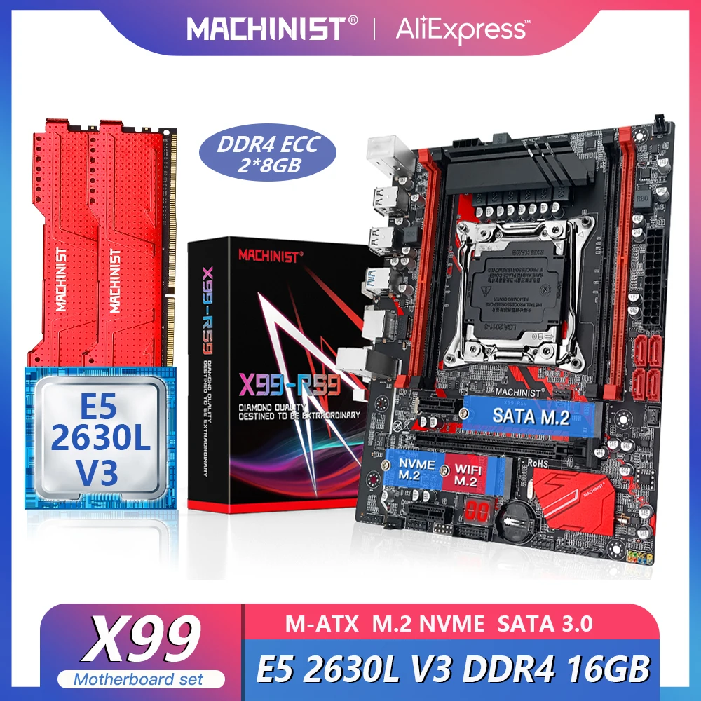 MACHINIST X99 Motherboard Kit With Xeon E5 2630L V3 CPU 16GB(2*8GB) DDR4 ECC RAM Memory LGA 2011-3 Set Nvme M.2 Sata SSD RS9
MACHINIST X99 Motherboard Kit With Xeon E5 2630L V3 CPU 16GB(2*8GB) DDR4 ECC RAM Memory LGA 2011-3 Set Nvme M.2 Sata SSD RS9