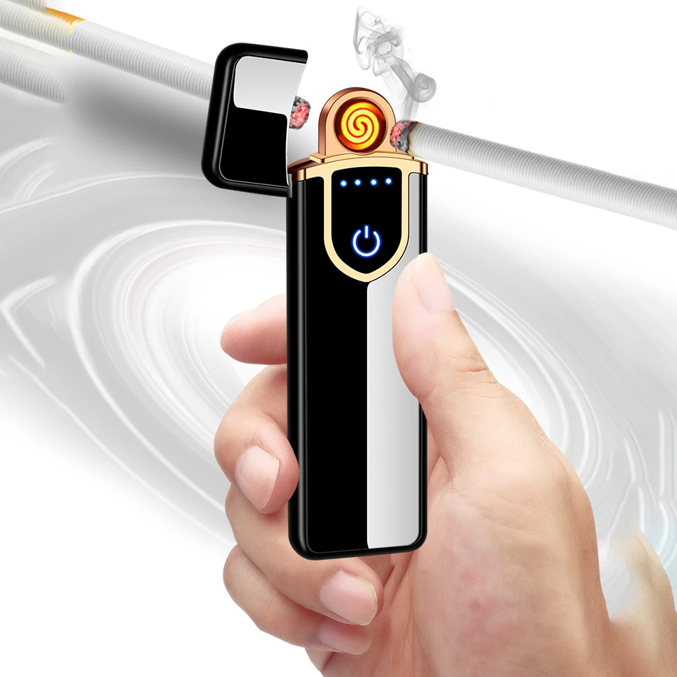 2022 USB зарядка сенсорный переключатель Двусторонняя Зажигалка Ветрозащитная