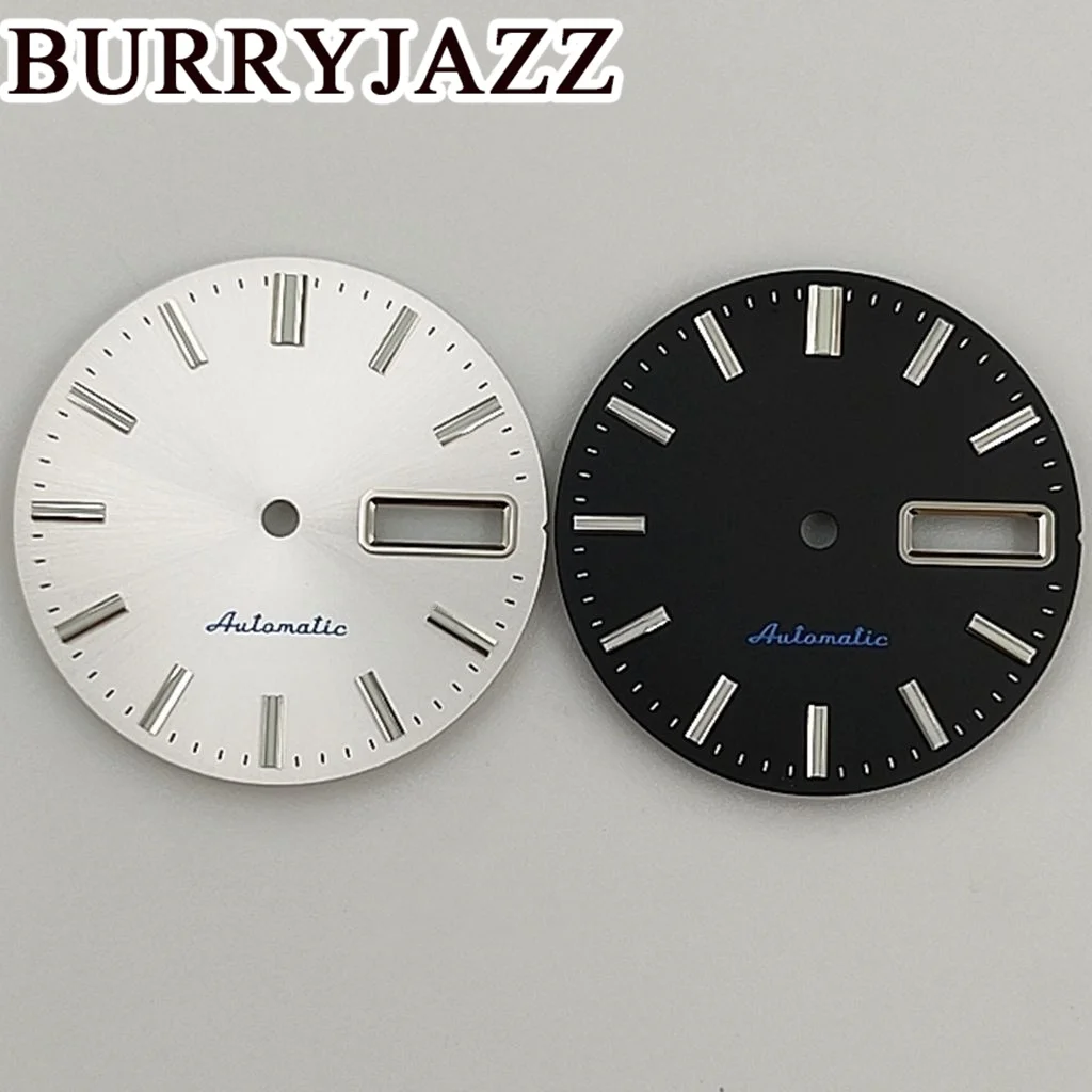 BURRYJAZZ 28.5mm Silve Black Sterile Dial Green Luminous Dial NH36 Movement Fit 3 O'clock 3.8 O'clock Case Crown 
BURRYJAZZ 28.5mm Silve Black Sterile Dial Green Luminous Dial NH36 Movement Fit 3 O'clock 3.8 O'clock Case Crown
