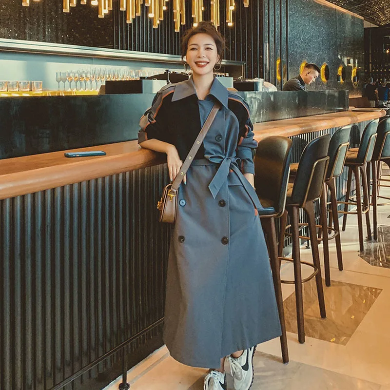 2022 Autumn Fashion Women Trench Coat Double Breasted Splicing Contrasting Colors Windbreaker Elegant Duster Coat Female Outwear
2022 Autumn Fashion Women Trench Coat Double Breasted Splicing Contrasting Colors Windbreaker Elegant Duster Coat Female Outwear
