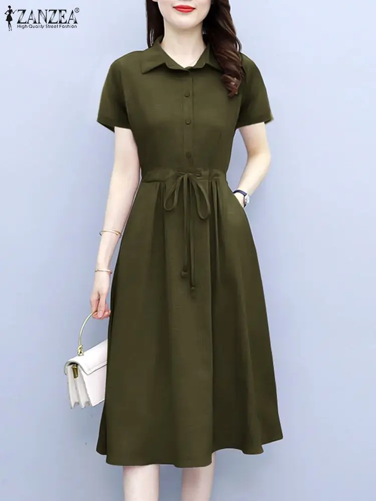 ZANZEA Female Lapel Shirt Dress Women Summer Office Sundress Drawstring Waist Vestido Causal Midi Robe Femme kaftan Oversize
ZANZEA Female Lapel Shirt Dress Women Summer Office Sundress Drawstring Waist Vestido Causal Midi Robe Femme kaftan Oversize
