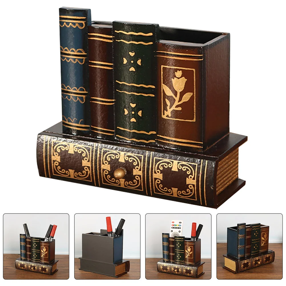 Ornaments Pen Holder Student Desktop Storage Drawers Wooden Pencil Pot Fake Book Brush
Ornaments Pen Holder Student Desktop Storage Drawers Wooden Pencil Pot Fake Book Brush