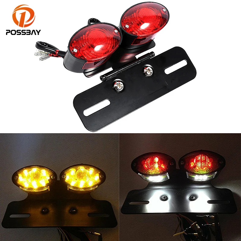 

Motorcycle LED Taillight Brake Tail Turn Signal License Plate Integrated Light Rear Lamp Cafe Racer Chopper Bobber Accessories