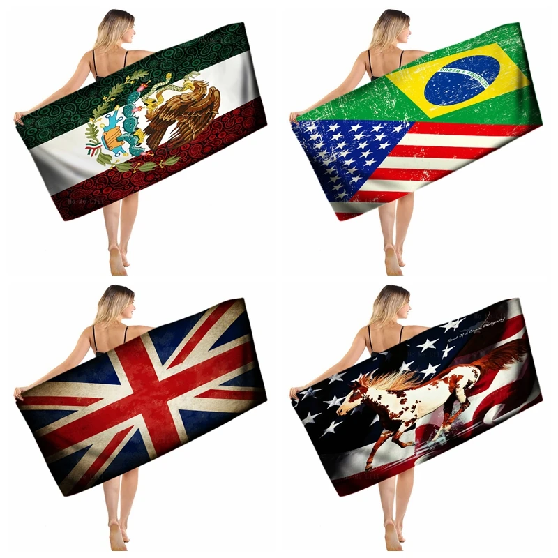

Mexican Coat Of Arms Eagle Korean And American Flag Union Jack Happy Independence Day Horse Drying Towel By Ho Me Lili