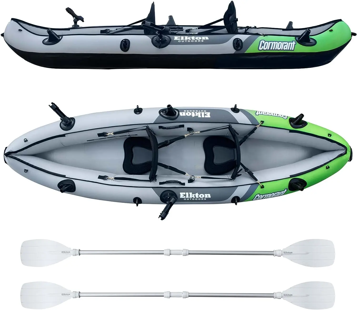 

2 Person Tandem Inflatable Fishing Kayak, 10-Foot with EVA Padded Seats, Includes 2 Active Fishing Rod Holder Mounts, 2 Aluminum