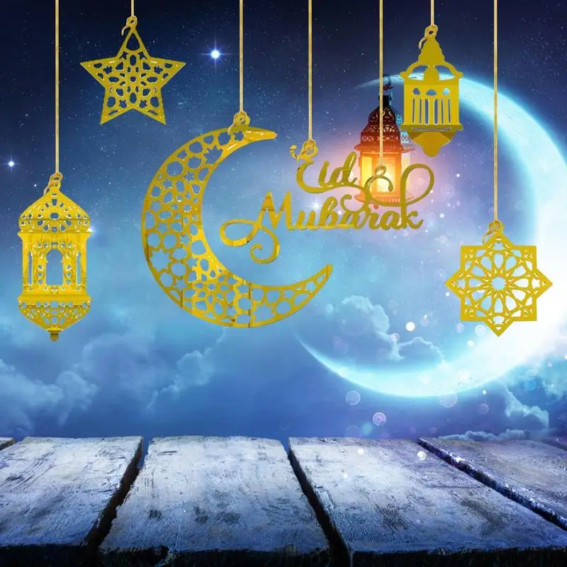 Набор декоративных подвесок Eid, хорошо спроектированных с классическими элементами праздника Eid Mubarak, исламский Золотой подвесной декоративный орнамент
Набор декоративных подвесок Eid, хорошо спроектированных с классическими элементами праздника Eid Mubarak, исламский Золотой подвесной декоративный орнамент