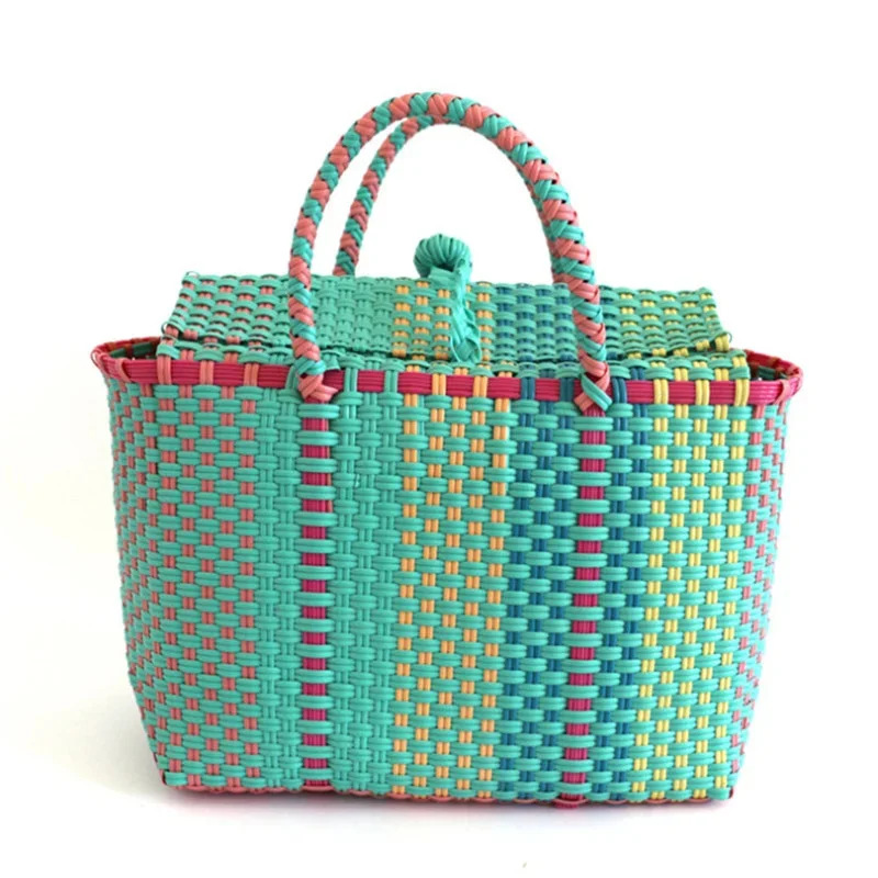 3 color Women Durable Weave Beach Bag Woven Bucket Bag Casual Tote Handbags Bags Popular Receive straw plastic braided basket 
3 color Women Durable Weave Beach Bag Woven Bucket Bag Casual Tote Handbags Bags Popular Receive straw plastic braided basket