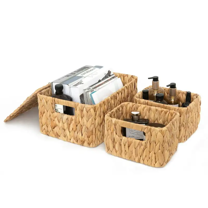 free shipping Water Hyacinth Storage Basket with Lid, Natural Wicker Storage Baskets, Handmade Woven Basket, 3-Pack
free shipping Water Hyacinth Storage Basket with Lid, Natural Wicker Storage Baskets, Handmade Woven Basket, 3-Pack