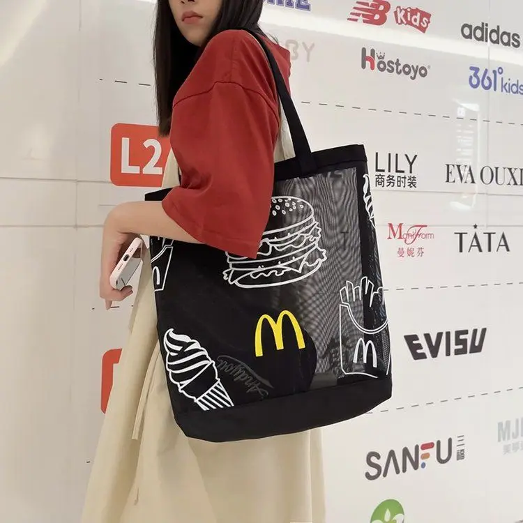 Novelty Hamburger Food Peripheral Canvas Mesh Tote Foldable Lightweight Eco Shopper Portable Fashion Stylish Grocery Bag Black
Novelty Hamburger Food Peripheral Canvas Mesh Tote Foldable Lightweight Eco Shopper Portable Fashion Stylish Grocery Bag Black