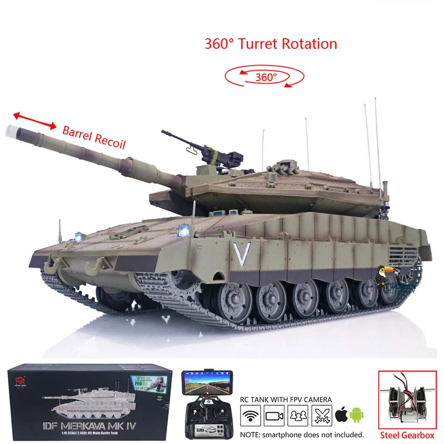 Heng Long Remote Control Tank 1/16 IDF Merkava MK IV Professional Edition Toucan Pro Ver Metal Wheels Barrel Recoil
Heng Long Remote Control Tank 1/16 IDF Merkava MK IV Professional Edition Toucan Pro Ver Metal Wheels Barrel Recoil