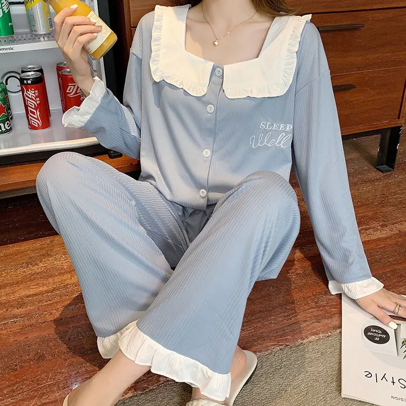 Women Square Collar Pajamas Set Cute Printed Sleepwear Palace Style Long Sleeve 2PCS Pyjamas Casual Home Clothes Spring Autumn
Women Square Collar Pajamas Set Cute Printed Sleepwear Palace Style Long Sleeve 2PCS Pyjamas Casual Home Clothes Spring Autumn