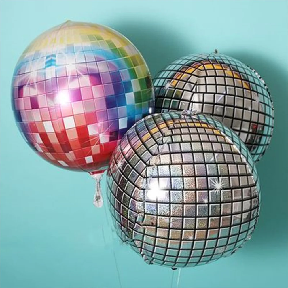 

5Pcs 22inch 4D Disco Balloons Laser For Wedding Happy Birthday Popular Party Decor Rock and Roll Looks Round Cube Shaped Balloon